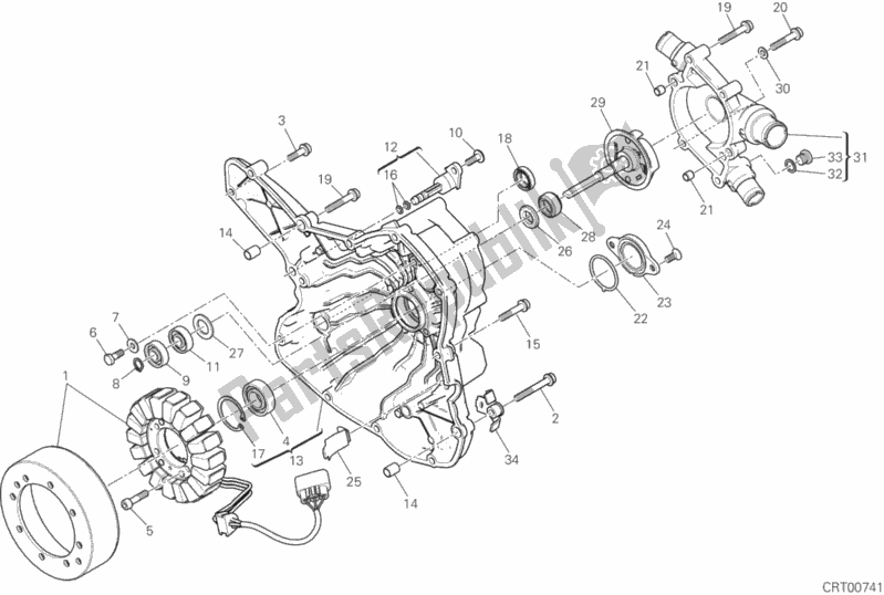 Alle onderdelen voor de Generator Deksel van de Ducati Multistrada 950 Brasil 2018